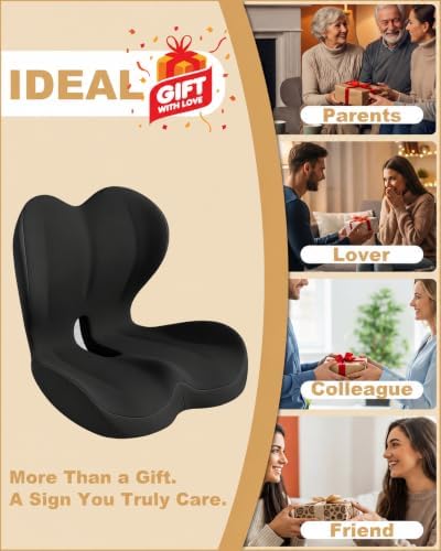 Office Chair Seat Cushion with Back Lumbar Support, Ergonomic Memory Foam