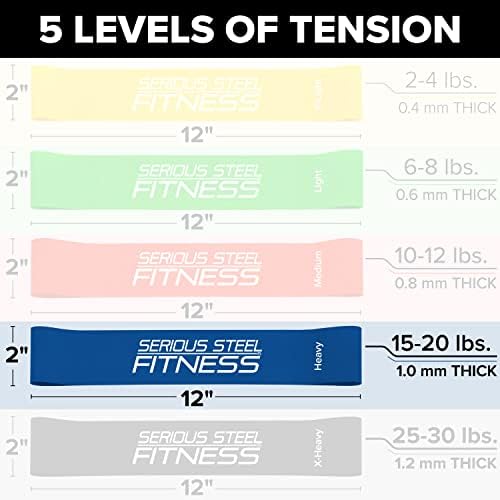 Serious Steel Fitness Mini Resistance Loop Bands | Rehab and Prehab Stretch Bands | 12" Exercise Workout Bands (Sets of 5 Pack and Sets of 10 Pack Trainer Options Available!)