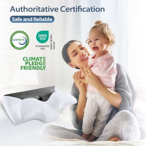 HOMCA Cervical Pillow, Ergonomic Memory Foam Neck Pillow for Pain Relief