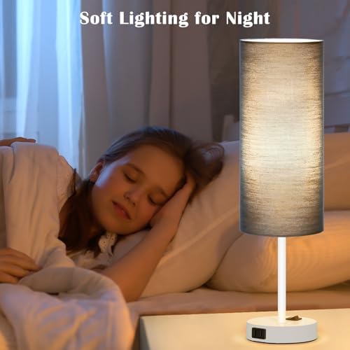 ZJOJO 18" Bedside Lamp for Bedroom Set of 2 Dimmable Table Lamp, AC Outlet