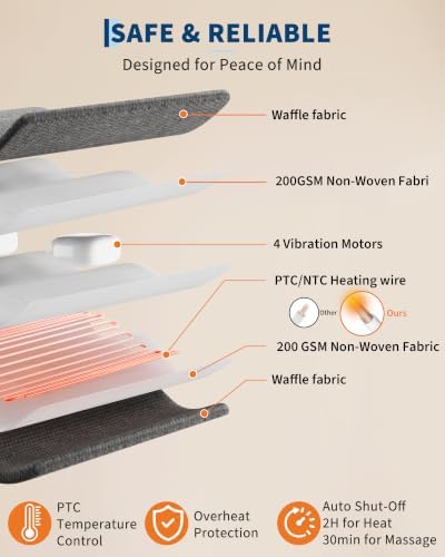 Garvee Wearable Vibrating Heating Pad for Neck Shoulders Back Pain Relief