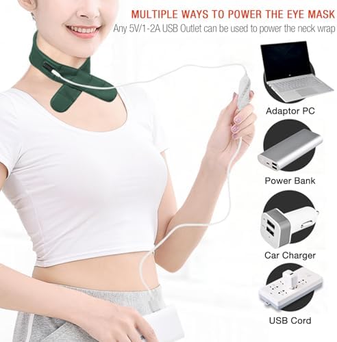 Neck Heating Pad, ARRIS Small Portable Heated Neck Wrap with Adjustable Time and Temperature Control, USB Powered Neck Pain Relief, Stiffness Relief or Postoperative Recovery Green