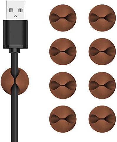 CHEFBEE 8 Pack Adhesive Cable Clips Cord Organizer for Desk, Coffee
