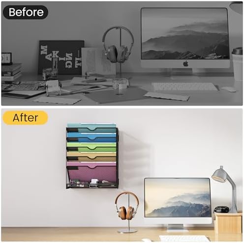 Hanging Wall File Organizer 6-Tier Wall Mount Mail Organizer