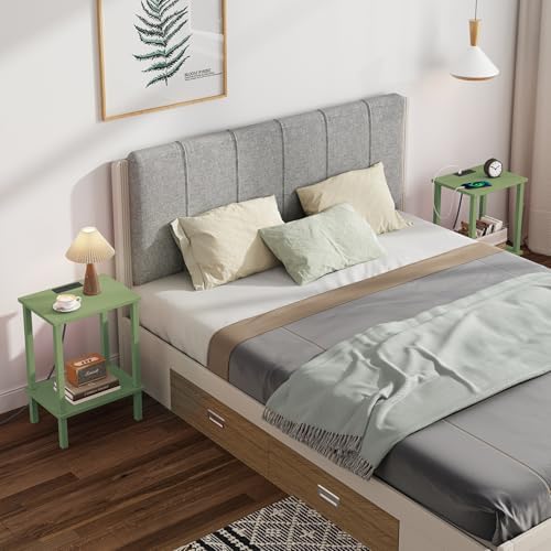 TUTOTAK End Table with Charging Station, Side Table, Nightstand