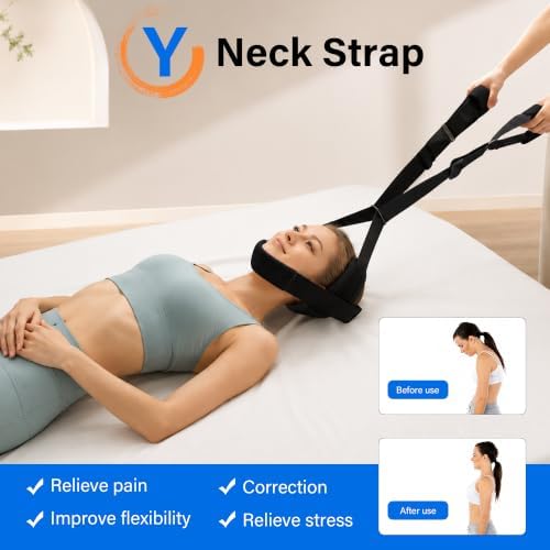 SPRING SEAON Neck Stretcher Adjustable Neck Traction Strap (Black)