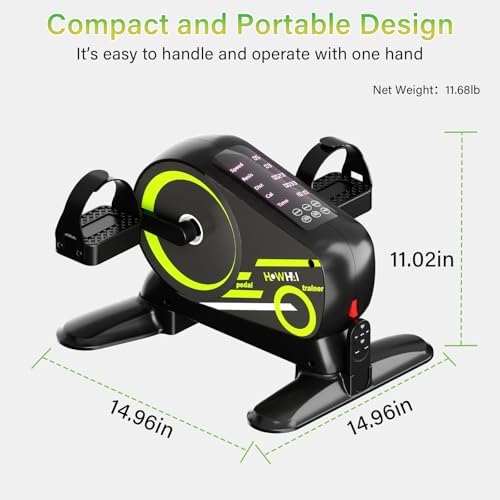 Mini Exercise Bike, Motorized Under Desk Pedal Exerciser Leg/Arm Cycle for Senior, Auto&Manual Mode, Adjustable Speed, LCD Display, Remote Control