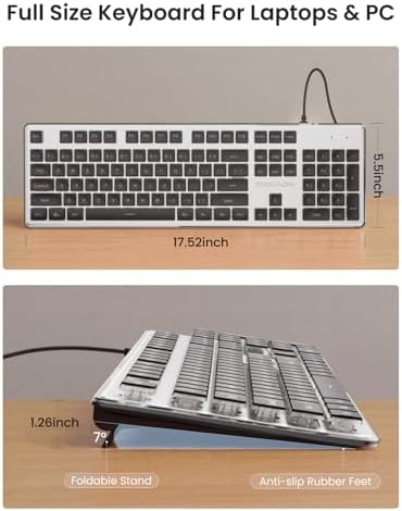 SEUNKWANG Wired Keyboard with White Backlight Pudding Keycaps, Black