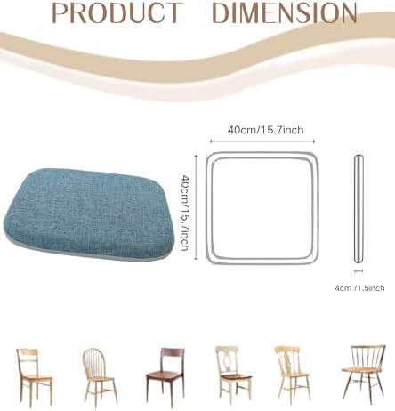 High Resilience Memory Foam Chair Cushion 15"x15"x2" Set of 2 Square Chair Pads and Washable Cover Non Slip Seat Cushions for Indoor Dining Room Kitchen and Office Chairs (Green,15"x15")