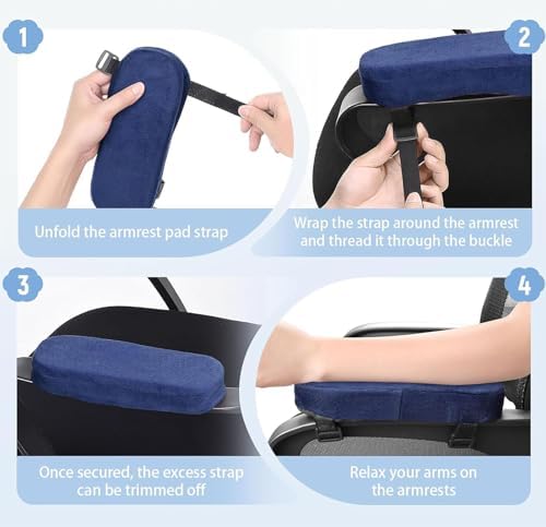 Office Chair Armrest Pads, Adjustable Fit, Set of 2