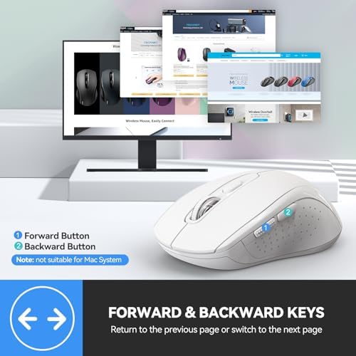 TECKNET 2-in-1 Bluetooth Mouse (BT 5.0/3.0+2.4Ghz), 6-Level 4000 DPI White