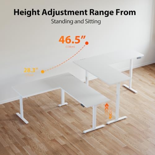 Agilestic L Shaped Electric Standing Desk Adjustable Height, 59 Inch, White