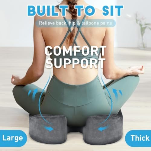 BlissTrends Extra Thick Seat Cushion for Office Chair & Car Seat, LightGrey