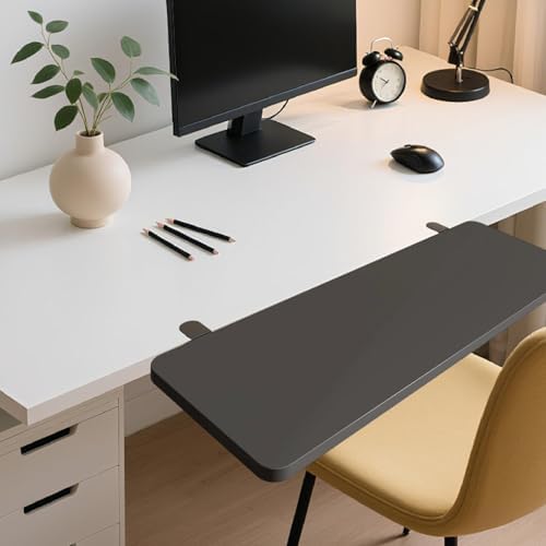 Desk Extension Shelf Board Keyboard Tray Ergonomic for Home Office, Practical Supplies for Computer Table Arm Rest Expansion- Black