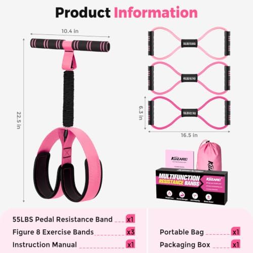 Pedal Resistance Bands with Handles & Figure 8 Full Body Exercise Set
