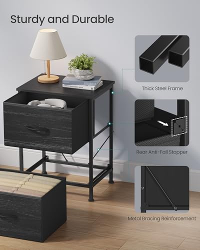 SONGMICS Nightstand with 2 Fabric Drawers, Bedside Table, Side End Table