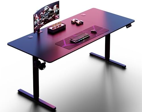 Shintenchi Standing Desk, 71x31 Inch Height Adjustable Electric Sit Stand up Desk, Ergonomic Rising Computer Table, Modern Lift Gaming Desk Workstation for Home Office, Black