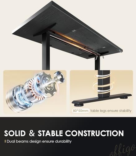 OffiGo 71 Inch Executive Electric Standing Desk Height Adjustable, Black