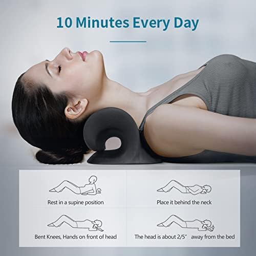 RESTCLOUD Comfortable Neck Stretcher for Neck Pain Relief, Neck and Shoulder Relaxer Cervical Traction Device for TMJ Pain Relief and Muscle Relax, Cervical Spine Alignment Chiropractic Pillow