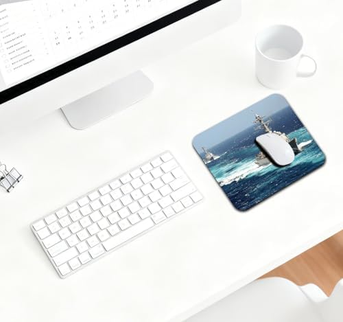 9.5x7.9 Inch Office/Gaming Mouse Pad, U.S. Navy Arleigh Burke - Class Destroyer Sailing on The Ocean Patriotic Military Theme Cute Anti-Slip Mat for Desk