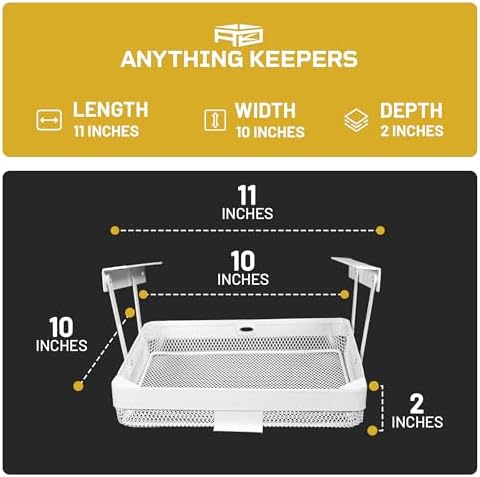 COFFEEKEEPERS KEEPERS Anything Keeper — Compact 11x10in Under-Cabinet Slide-Out Drawer & K-Cup Holder for Desk Items, RV & Small Kitchen — White