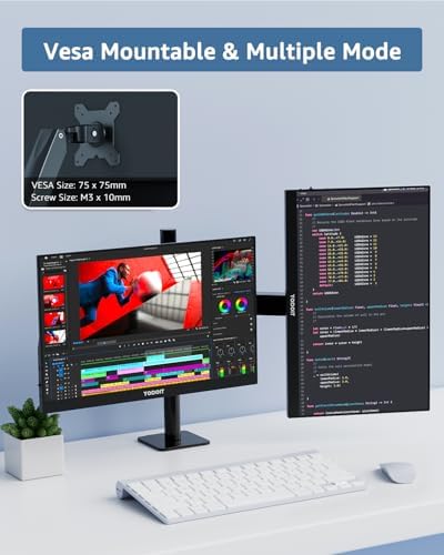 Yodoit Portable Monitor Touchscreen 10-Point 15.6" FHD IPS Display with USB Type C Port and Speakers with Smart Cover Compatible with PC, MacBook, Xbox (Black)
