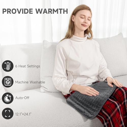 Heating Pad for Back Pain, Heating Pads for Cramps with 6 Heat Settings, Heat Pad for Arms and Knee, Menstrual Cramp Relief, Timer Auto Shut Off