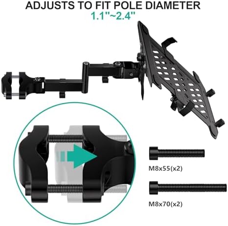 WALI Laptop Pole Mount, Adjustable Laptop Arm Holder Fits 10"-15.6" Laptops, 2-in-1 Full Motion Monitor Mount with Removable Tray, VESA 75x75 or 100x100 mm, Holds up to 15.4lbs(011ARMLPN), Black