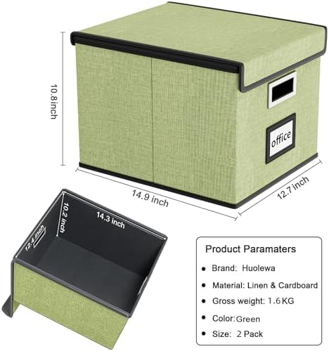 File Organizer Box with Lids, Collapsible File Folder Organizer