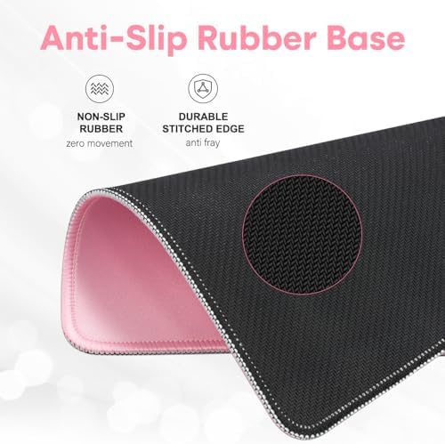 Mouse Pad with Anti-fray Stitching,10.2 * 8.3 in Pink