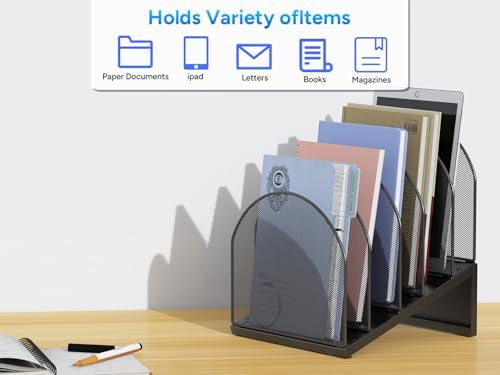 gianotter Desktop File Organizer with 5 Compartments