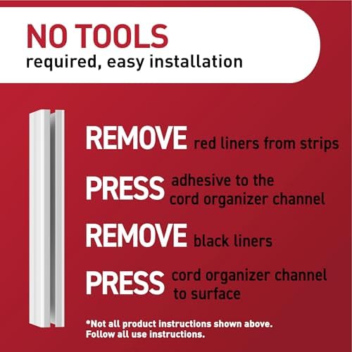 Command Cord Organizer Channel, 1 Channel, 8 Large Strips