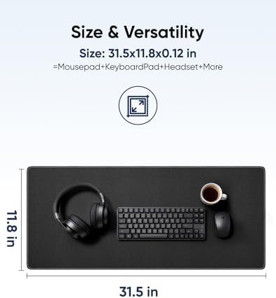 Reniteco Large Office & Gaming Mouse Pad, 31.5" x 11.8" Desk Mat, Black