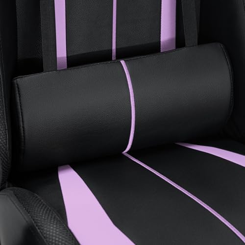 HOFFREE RGB Gaming Chair with Speakers Massage LED Lights Game Chair-Purple