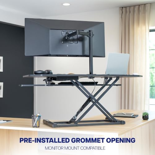 VIVO Black 48 in Corner Standing Desk Converter, DESK-V048KL