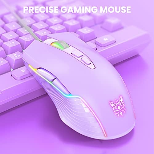 RGB Gaming Mouse Wired, 6400 DPI & 7 Buttons, Lilac