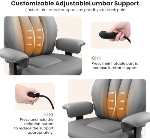 Ergonomic Big and Tall Office Chair with Lumbar Support and Footrest, Gray