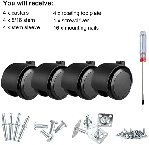 Apllamo 2 Inch Swivel Casters 5/16" Stem & Top Plate, 1000 LBS Heavy Duty