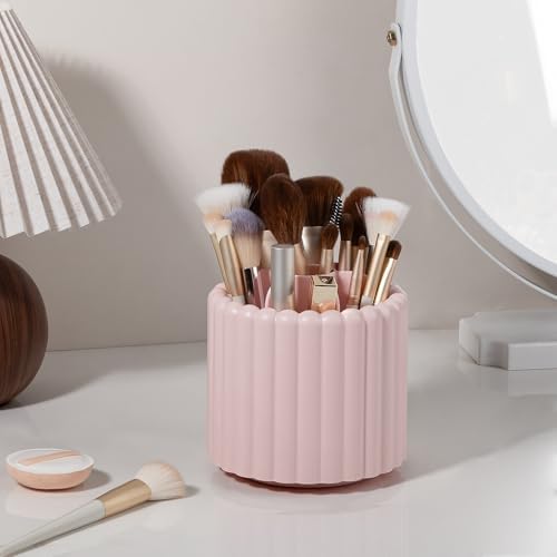 Anyoifax Rotating Pen Holder for Desk Removable Pencil Cup, Small Pink