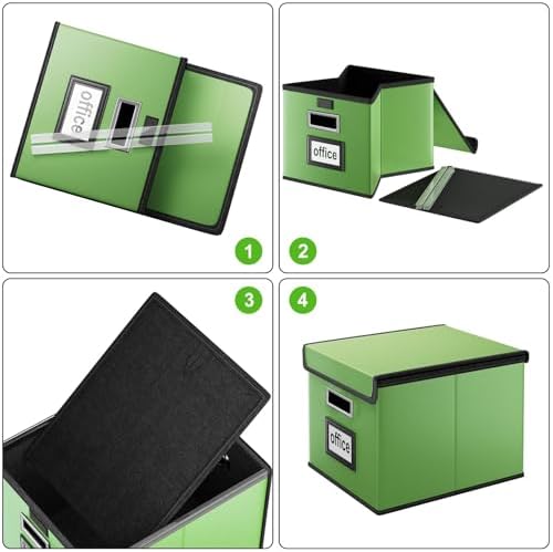 File Organizer Box with Lids, Collapsible File Folder Organizer