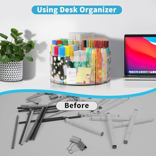Acrylic Pen Holder for Desk Organizer Holder with 2 Adhesive DIY Stickers