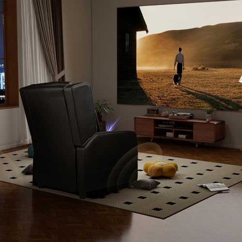 LUCKRACER Gaming Recliner Chair for Living Room Racing Style Single PU Leather Gaming Sofa for Adults Modern Game Recliners Ergonomic Comfortable Home Theater Seating, Black