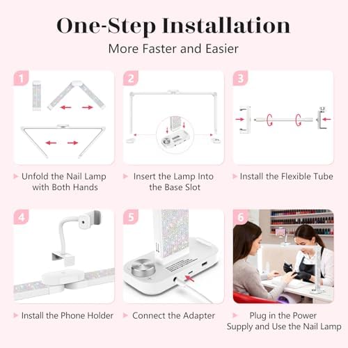 Half Moon Light for Nail Desk: 34" Large Foldable Nail Light for Desk