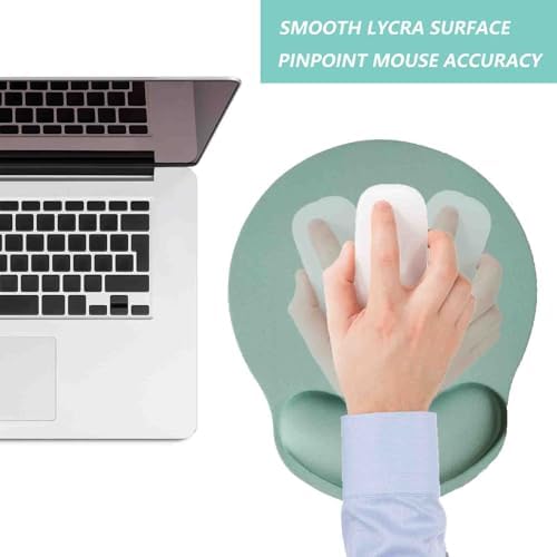 Mouse Pad with Wrist Support, Ergonomic Mouse Pad with Memory Foam Wrist Rest Cushion, Non-Slip Rubber Base Gaming Mice Pad for Home Office Computer Laptop, Green