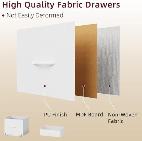 HIGDBFE File Cabinet with 2 Fabric Drawers and Printer Stand, White
