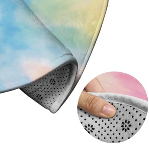 Fashion Round Area Rug Large Non Slip Carpet, Pink Rainbow Tie Dye Unisex Home Decor Mat
