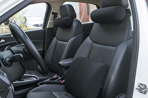 ALIBO Memory Foam Chairs Recliner Car Neck Pillow with Adjustable Strap Soft Auto Cervical Round Roll Bolster Headrest Supports Cushion Pad Black 1 Piece