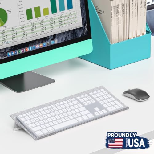 Ergonomic Computer Keyboard Stand - Adjustable Keyboard Riser Tilt Glitter Silver Acrylic Keyboard Tray Non-Slip Elevated Typing Key Board Holder Lift for Home Office Desk Accessories