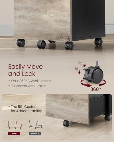 VASAGLE 2-Drawer File Cabinet, Small Rolling Filing Cabinet