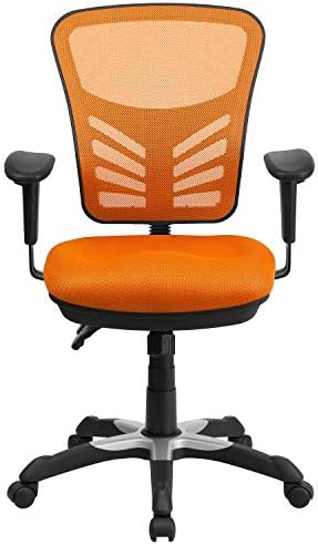 Flash Furniture Nicholas Mid-Back Swivel Office and Gaming Chair, Ergonomic Mesh Office Chair with Adjustable Lumbar Support and Height, Orange